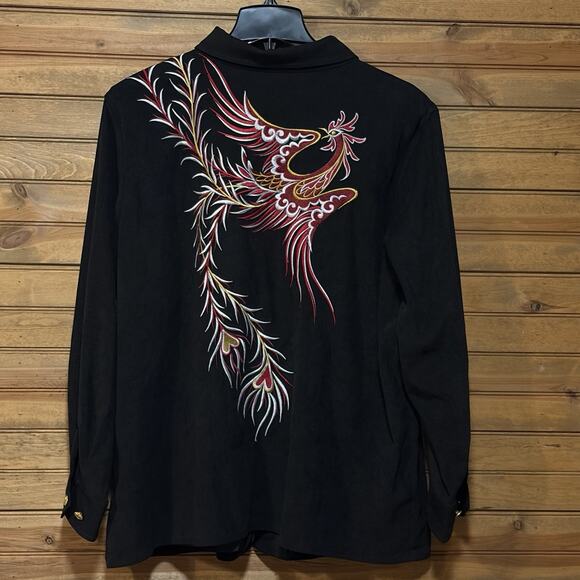 Bob Mackie Wearable Art Black Jacket Phoenix Bird Embroidered Size 2X - Picture 9 of 14